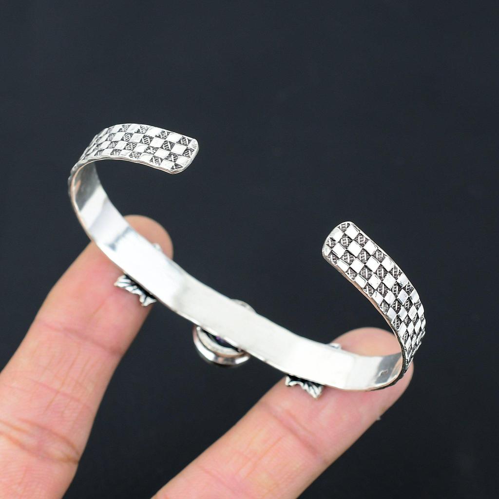 925 Sterling Silver Round Natural Rainbow Mystic Topaz Sister New Bangle Jewelry