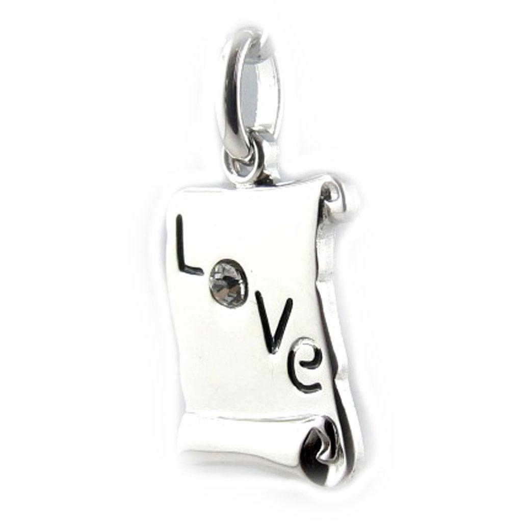 Altesse [L0127] - Silver Pendant 'Love' Parchment (rhodium-plated) - 11x14 Mm