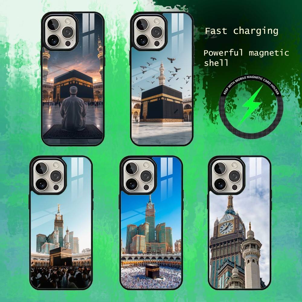 Священная М-Мечеть П-Паломники Чехол для телефона Для iPhone17,16,15,14,13 Plus,Pro Max Магнитный Для Magsafe Беспроводная зарядка