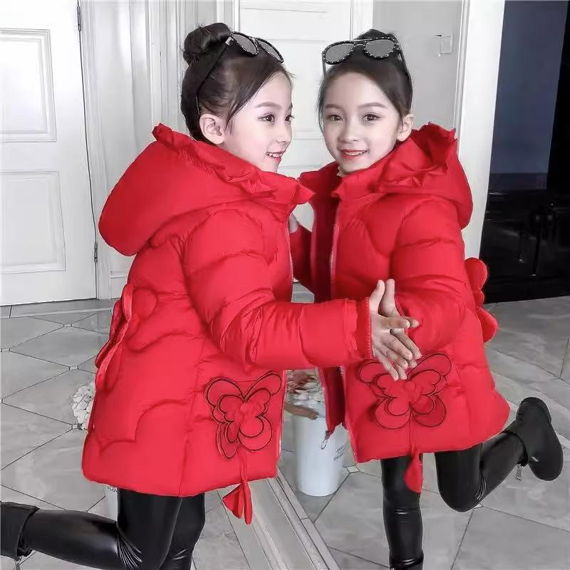 Теплое зимнее пальто для девочек, модная длинная детская куртка с капюшоном для девочек, верхняя одежда, одежда для девочек