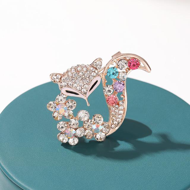 Pin Brooch Temperament Graceful Women 'S Stylish Wedding Wear Creative Fox Shape Rhinestone Inlaid BroochElegant Jewelry