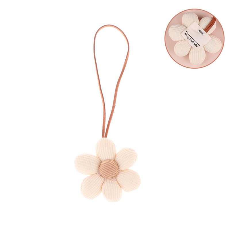 3D Color Six-Petal Flower Name Sticker Pendant Fabric Flower Doll Anti-Lost Lanyard Luggage Tag Charm Keychain Bag Decor Toys