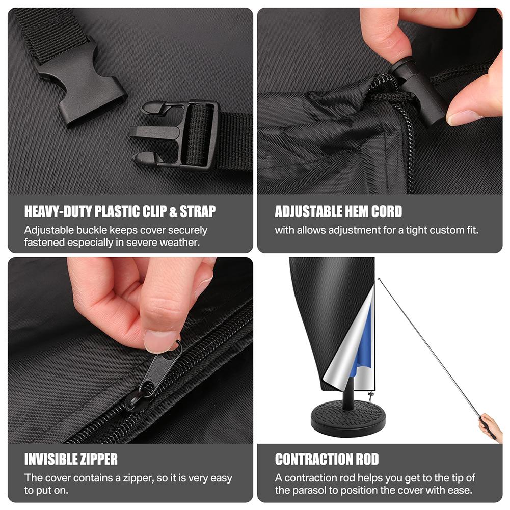 Водонепроницаемый чехол для зонта от солнца с телескопической ручкой, молнией, защитой от УФ-лучей и ветра