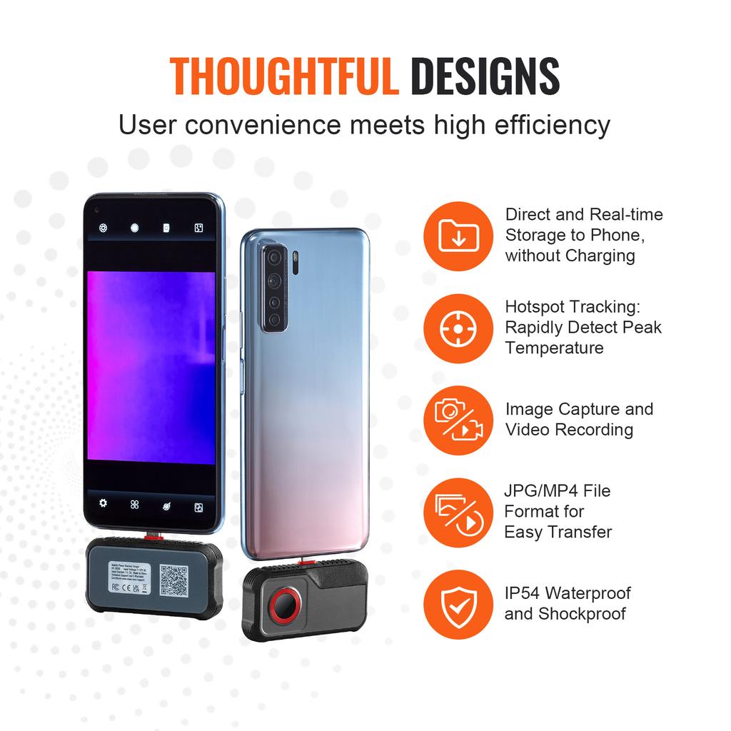 Тепловизионная камера SucceBuy 256 x 192 ИК-разрешение Тепловизор Частота обновления 25 Гц Тепловизионная камера для Android-планшета