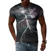 Summer New Fashion Lightning Graphic T Shirts For Men Casual 3D Natural Climate Print T-shirts Personality Cool Blouse T-shirts