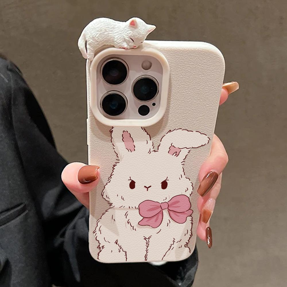 3D Чехол для телефона для iPhone 11 13 17 Pro Max 17 Air Case iPhone 13 15 16 Pro Max 12 14 Pro Max 14 15 Plus Милый 3D Котенок Мультяшный Кожаный