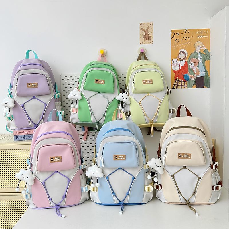 New Schoolbag Large Capacity Backpack Student Contrast Color Backpack Casual Versatile Backpack Junior and Senior High School Schoolbag