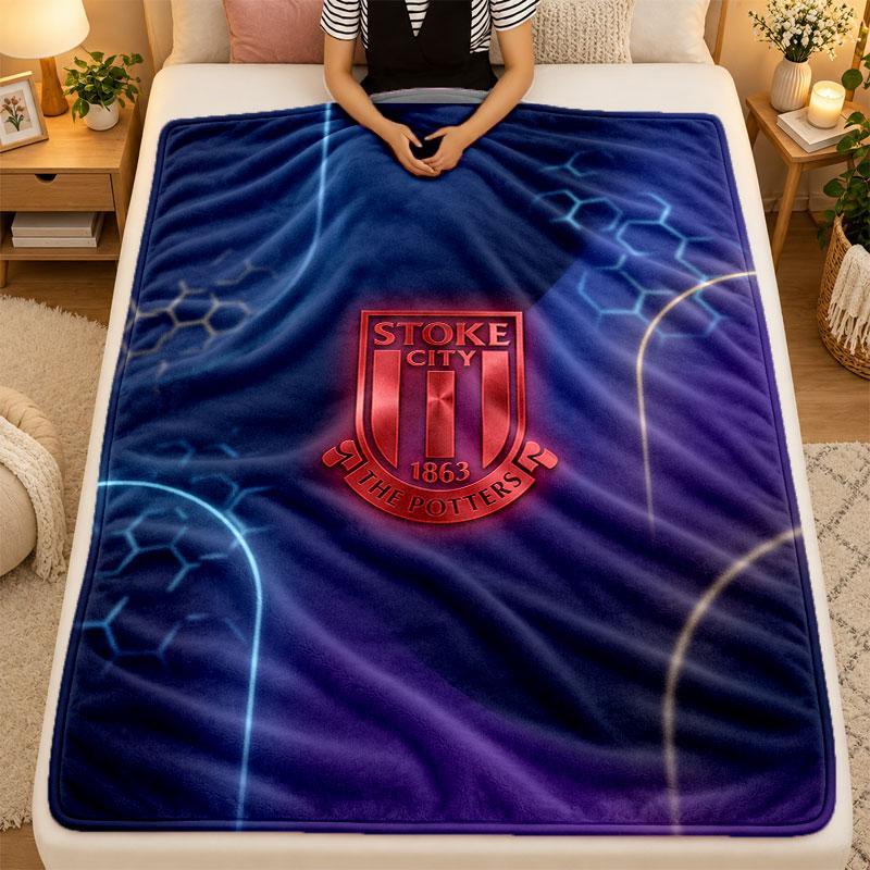 Flannel BlanketStoke City Football Warm Soft Throw Blanket for Indoor Sofa Bed Living Room Use