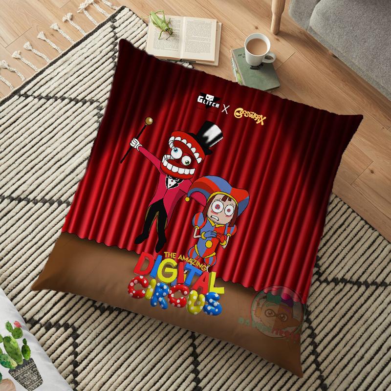 The Amazing Digital Circu Cushion Cover Ponmi Jax Clown Pillowcase Square Pillowcase Home Office Decoration Pillow Case 45cm