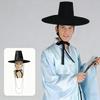 Stage Performance Hat Ming Dynasty Traditional Korean Flat Topper Hat Wide Brim UV Protection Black Halloween Cosplay Cap Men Costume Accessory