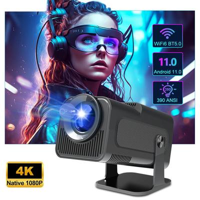 Проектор HY320 HD Android 11 Dual WiFi6 BT5.0 390ANSI 1080P 180° вращение иммерсивный кинотеатр на открытом воздухе дома мини-проекция