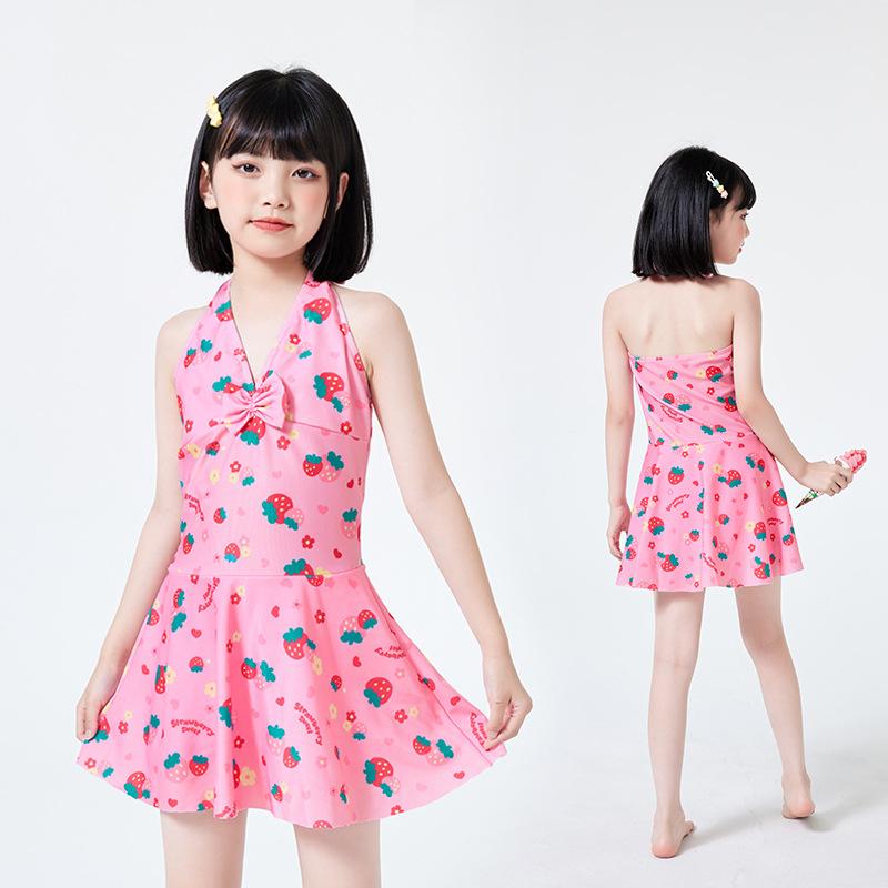 Детские купальные костюмы, солнцезащитный купальный костюм для девочек, купальный костюм с юбкой для девочек, купальник для девочек-школьниц