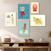 Nordic Cartoon Foods Fruits Wine Wall Art Prints Canvas Funny Eggs French Fries Posters Pictures Kitchen Kid Room Cuadros Decor