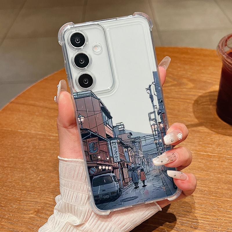 Чехол для телефона с узором «Горный поезд» для Samsung Galaxy A57 A37 A17 A56 A16 A55 A36 A26 A15 A35 A54 A53 Прозрачный ударопрочный мягкий чехол