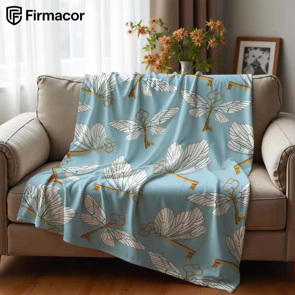 Flying Keys Pattern Cartoon Anime Print Flannel Blanket Soft Warm Throw for Kids Bedroom Sofa Bed Christmas Office Car
