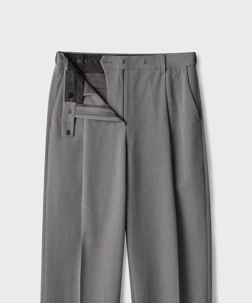 MUSINSA STANDARD WOMAN Women'S Low Waist Deep Tuck Wide Hidden Banding Slacks [Melange Gray]