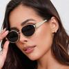 Сексуальные маленькие овальные женские солнцезащитные очки, модная металлическая оправа, дизайнерские солнцезащитные очки класса люкс, ретро черные женские очки, защита от ультрафиолета 400