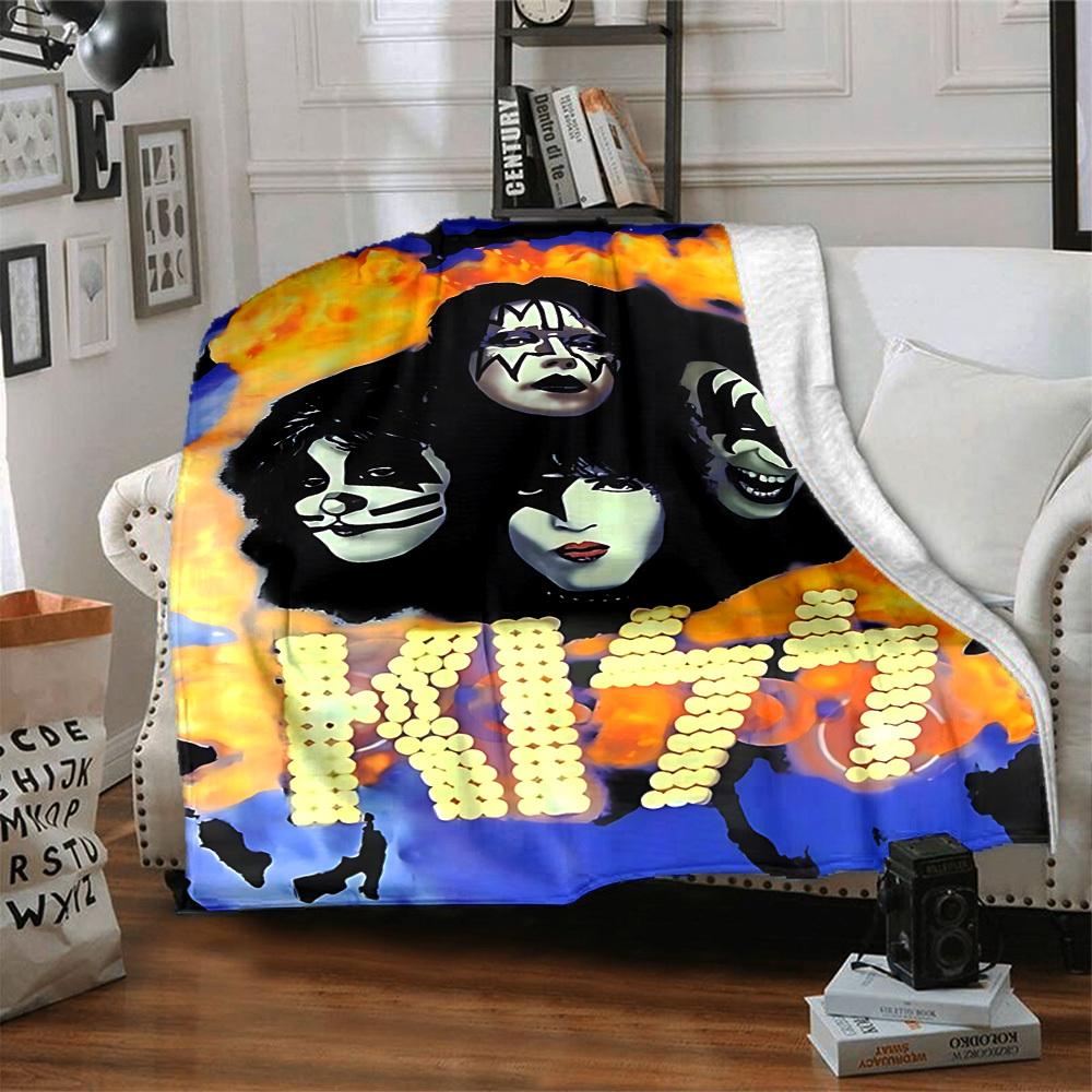 1 шт. Плед группы KISS Мягкий Теплый Всесезонный Плед для Дивана, Кровати, Машины, Офиса Яркий Цветной Дизайн, Прочный и Уютный Подарок