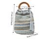 Hollow Out Rainbow Woven Handbag Bohemian Style Underarm Bag Simple Summer Bucket Bag  Holiday