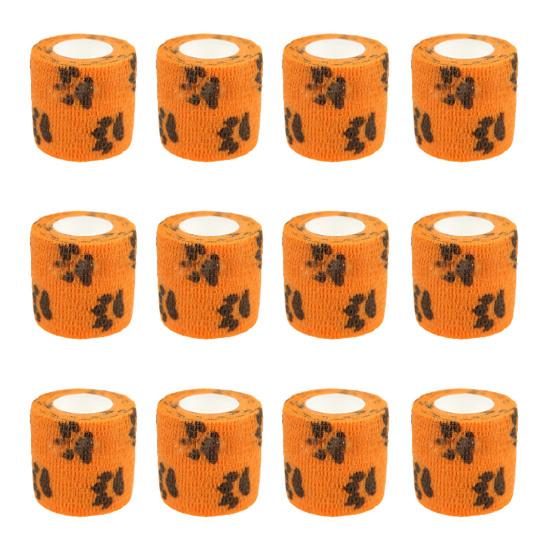 12 рулонов ремней для домашних животных с рисунком когтей, самоклеящиеся повязки, дышащие эластичные повязки для домашних животных для собак, кошек, когтей, растяжений, отеков