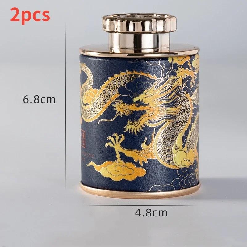 Chinese Dragon Empty Tea Can Household Mini Green Black Tea Sealed Can Portable Tea Packaging Box Paper Storage Jars As Souvenir