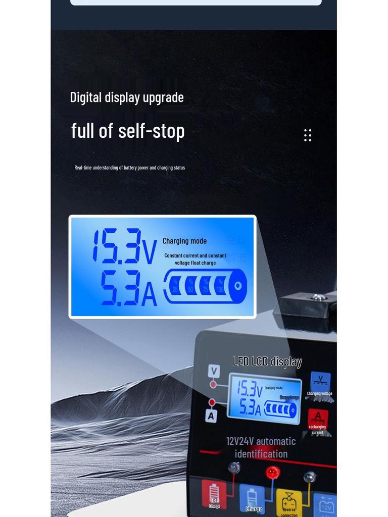 12В/24В Высокомощное Интеллектуальное Зарядное Устройство для Аккумуляторов Автомобилей и Мотоциклов с Медным Ремонтом