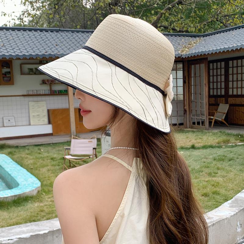 Шляпа женская летняя в полоску с широкими полями шляпа-ведро универсальная для лица маленькая дорожная солнцезащитная шляпа