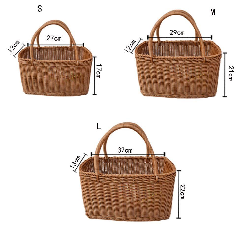 With Handle Picnic Basket Rattan Flower Basket Decorative Woven Basket  Fruit