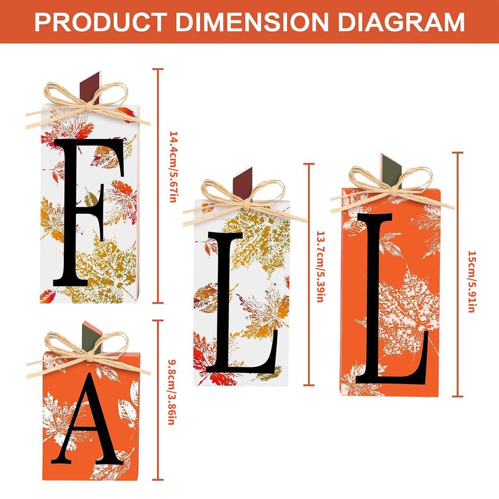 Natural Wooden Fall Lettered Sign Block Tiered Tray Decors Thanksgiving Autumn Home Accent For Seasonal Shelf Display