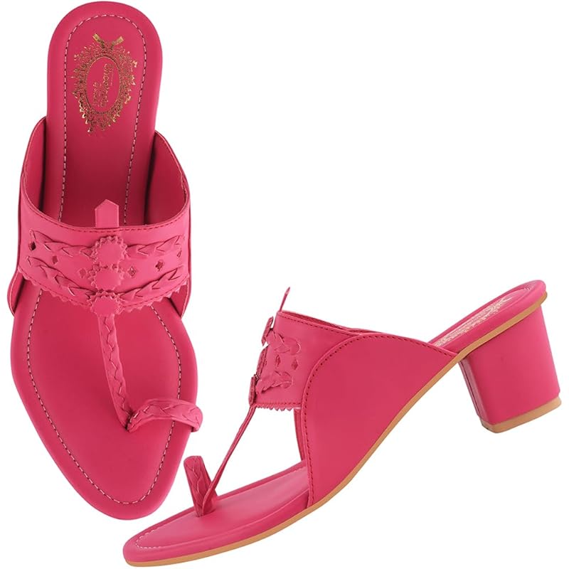 Shoetopia Classic Heeled Pink Kolhapuri For Women /Eu37