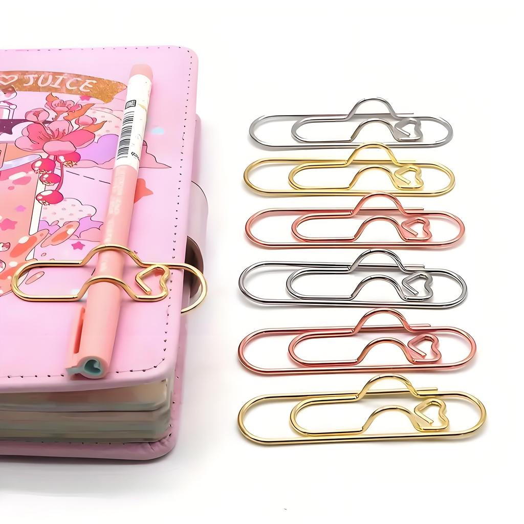 1pc Stainless Steel Love Pen Clip Set - Multi-Color, Portable Pen Holder, Ideal for Office Use & Holiday Gifts