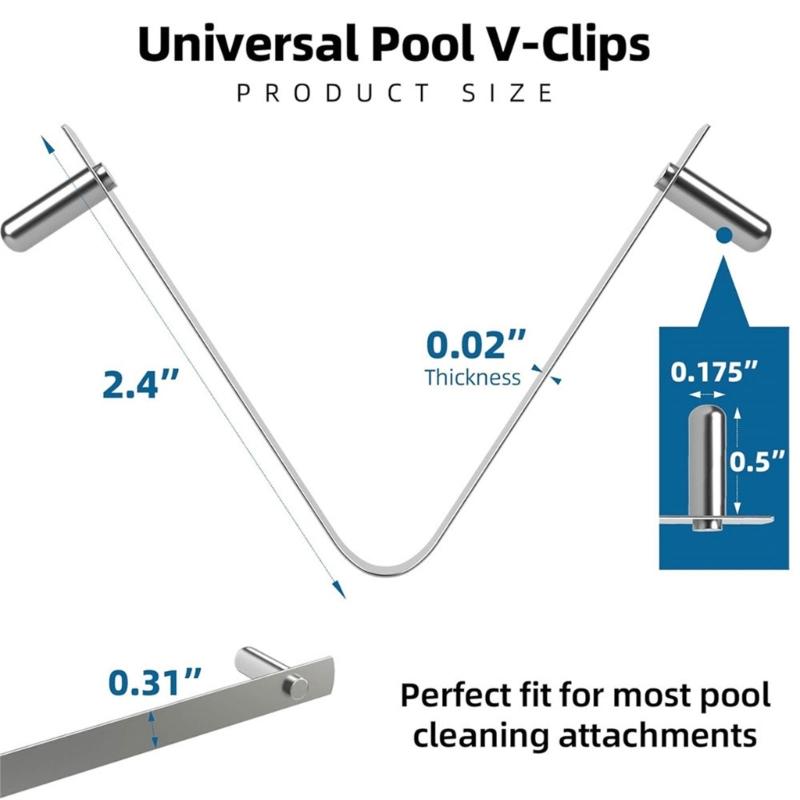 Heavy Duty V Shape Pool Clip Rustproof Stainless Steel Construction Strong Clamping Force Compatible With Skimmers Cleaners Garden Tool