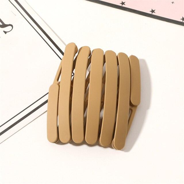 1 шт., телескопическая повязка на голову, портативная складная заколка для волос, женская волшебная повязка на голову с отверстием для волос с зубом, Нескользящие когти, аксессуары для волос