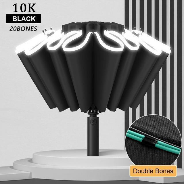 10K двойной костяной реверсивный полностью автоматический зонт для мужчин и женщин, большой ветрозащитный зонт со светоотражающей полосой, солнечный и дождливый зонт