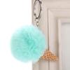 Fluffy Ice Cream Pompom Ball Charm Key Ring Holder Keychain Car Bag Pendant