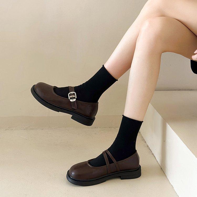 [Yushilai] Japanese platform Mary Jane shoes for women's spring 2025 new fashion muffin versatile one pedal