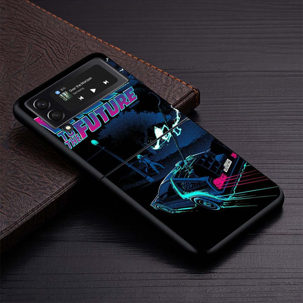 Back To The Future Time Machine Phone Case For Samsung Galaxy Z Flip3 Flip4 Flip5 Flip6 Flip7 For Z Flip 7 6 5 4 3 5G Hard Foldi