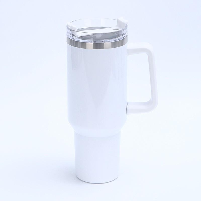 40oz Vacuum Insulated Stainless Steel Travel Mug With Handle Straw Car Office Home Use
