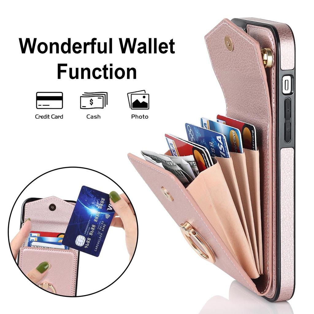 Crossbody Card Bag Wallet Ring Holder Leather Case for iPhone 15 14 13 12 11 Pro Max XS MAX XR for Samsung S23 S22 S21 S20 Ultra Plus A14 A13 A53 A54