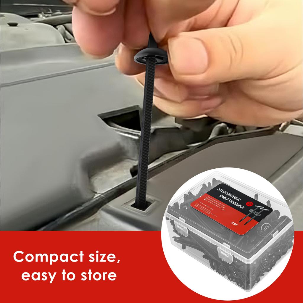 100/150/200Pcs Nylon Cable Tie Buckle Self-Locking Nylon Zip Ties Holder for Car Repairs Cable Zip Ties Bumper Panel Fixing