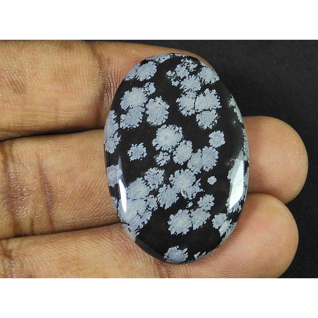25X38X05MM Натуральный Снежный Обсидиан Овальный Кабошон Россыпной Драгоценный Камень 45 карат. SK-3773