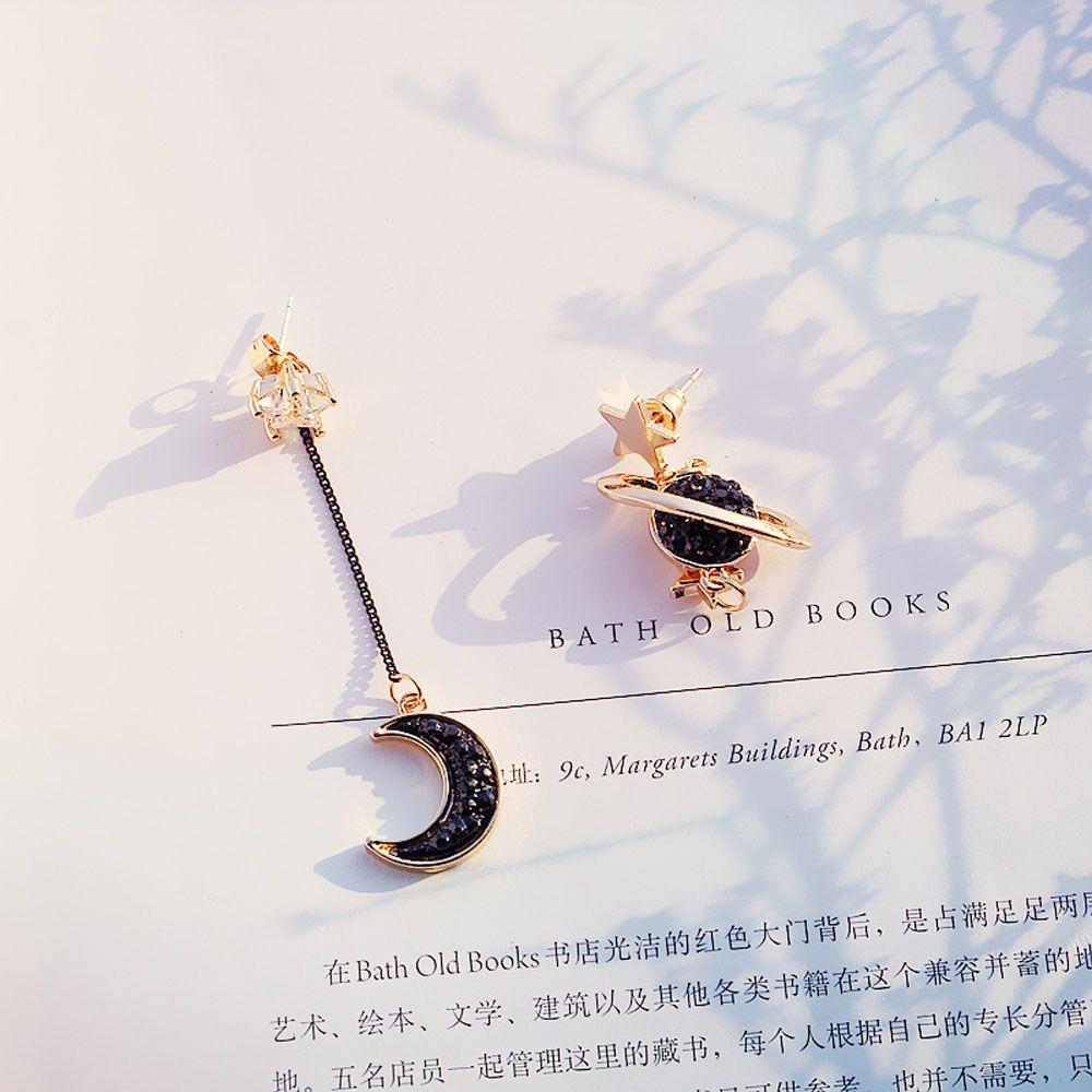 Personality Brincos Planet Black Star And Moon Drop Earrings Jewelry Dangle  Earrings Stud Earrings