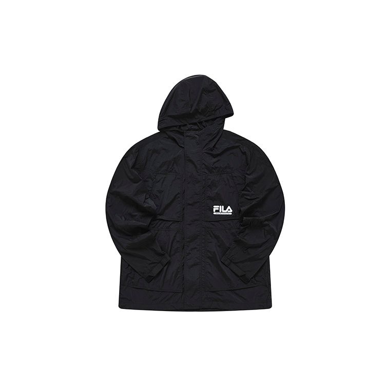 Fila Fusion White Mountaineering Логотип Однотонный Свободный Повседневный Тканый С капюшоном Для улицы Рабочая куртка Мужские куртки Глубокий черный T11M237706F-BK