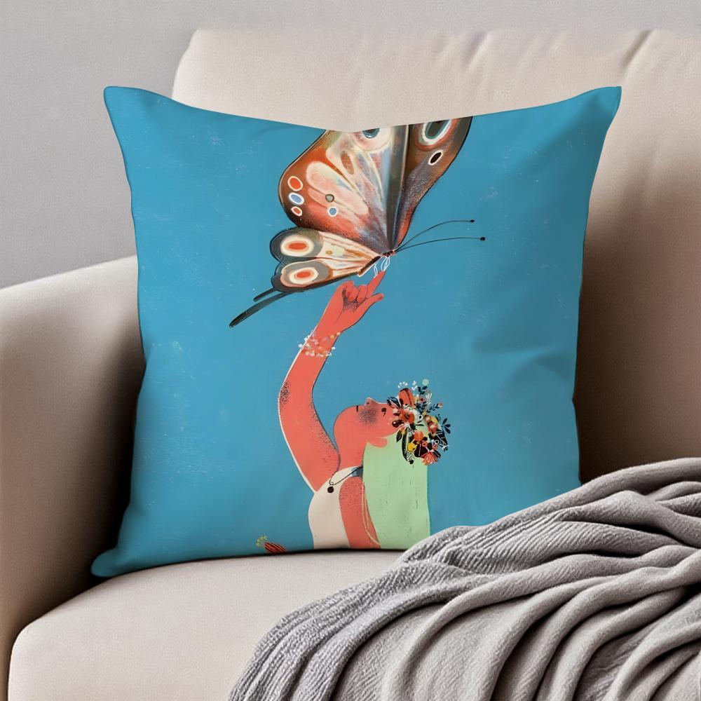 art LLisk Feng Cushion Cover Pillowcase Antidustmite Invisible Zipper Short Plush Sofa Cushion