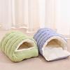 Warm Semi-sealed Pet Bed Checkered Pattern Cat Cotton Nest Winter Cat Bed  for Rabbit Cats