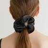 Halden Silk Sheer Logo Pendant Scrunchie (H009_black)