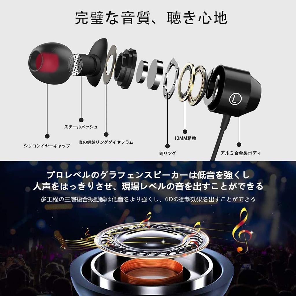 Wired Earphones 3.5mm with Mic Black