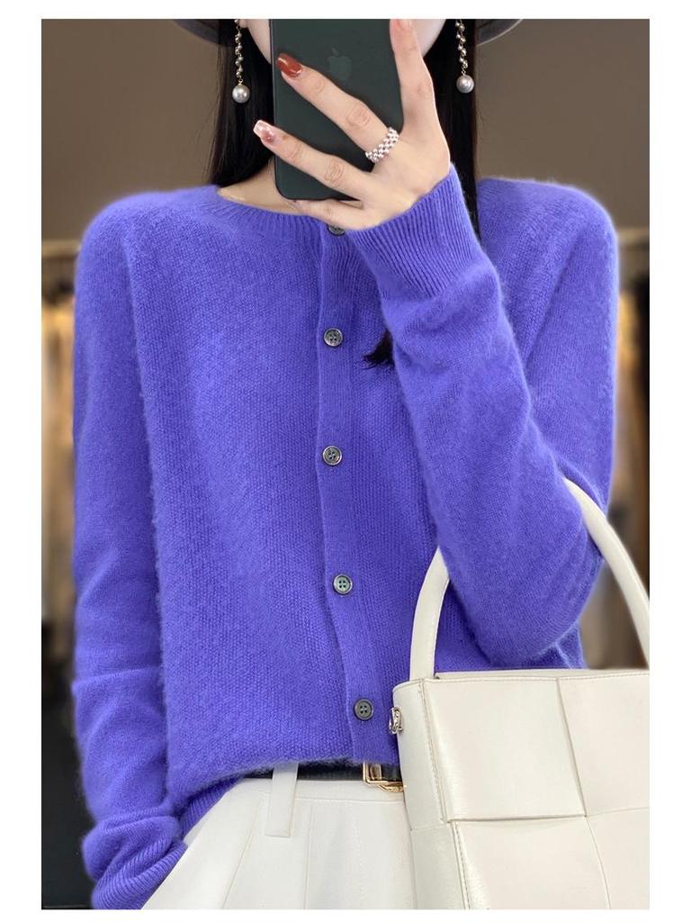 Женский кардиган из 100% шерсти однотонный - Осенняя коллекция