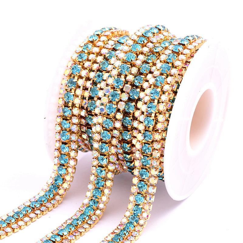 3 ряда из двух маленьких и одной большой золотой нижней цепочки с когтями, стразы, интенсивные декоративные аксессуары для одежды своими руками