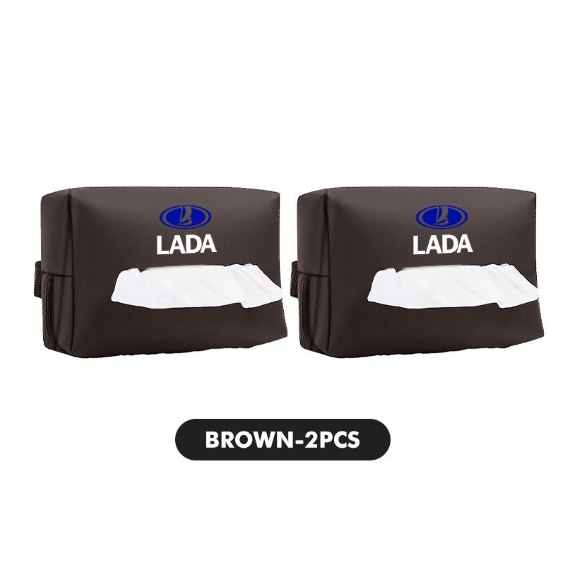 For Lada Car Logo Tissue Organizer Bag Leather Paper Towel Storage Box Accessories Vesta Granta Largus Vaz Samara Vesta Niva 4X4 XDQA3